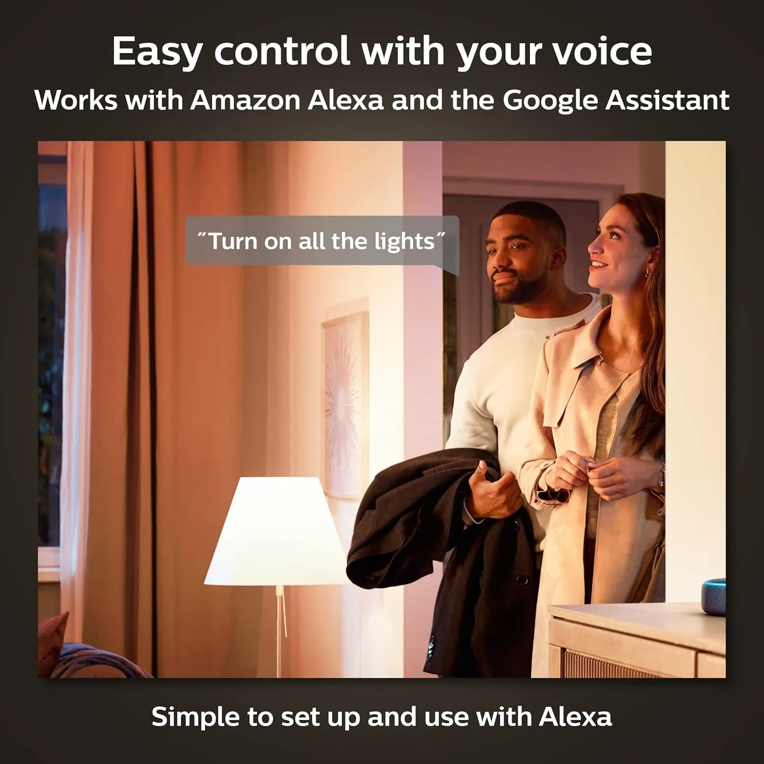 Philips Hue Smart 40W A19 Filament LED Bulb - Soft Warm White Light - 1 Pack - 550LM - E26 - Indoor - Control with Hue App - Compatible with Alexa, Google Assistant and Apple Homekit.