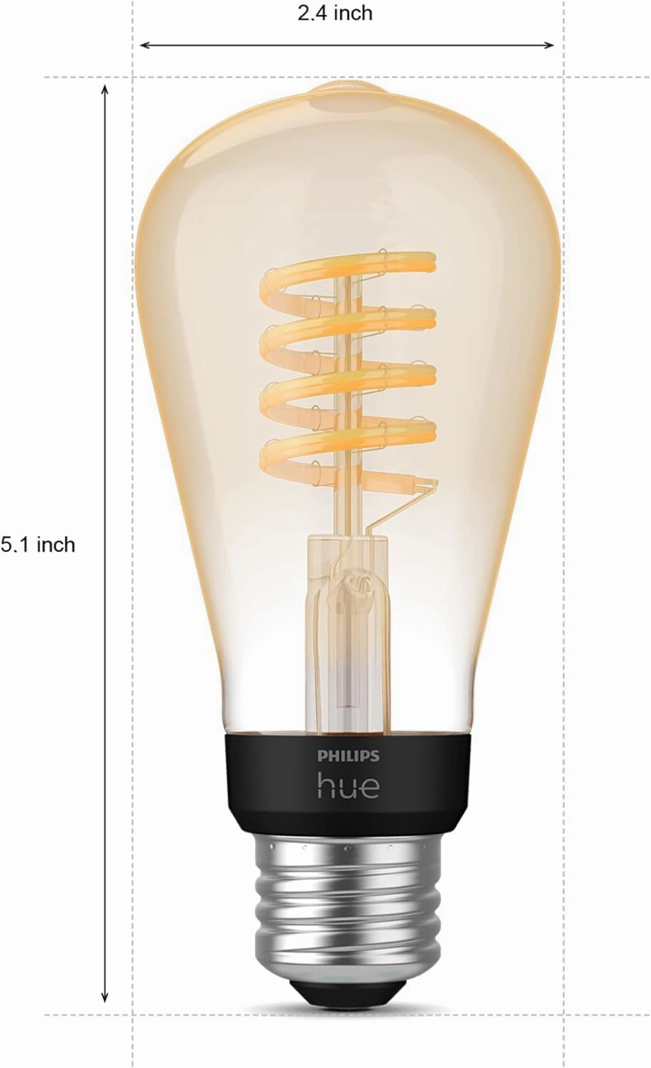 Philips Hue 7W ST19 White Ambiance LED Smart Vintage Edison Filament Bulb, Warm - Pack of 1 - E26 - Control with App - Compatible with Alexa, Google Assistant and Apple HomeKit