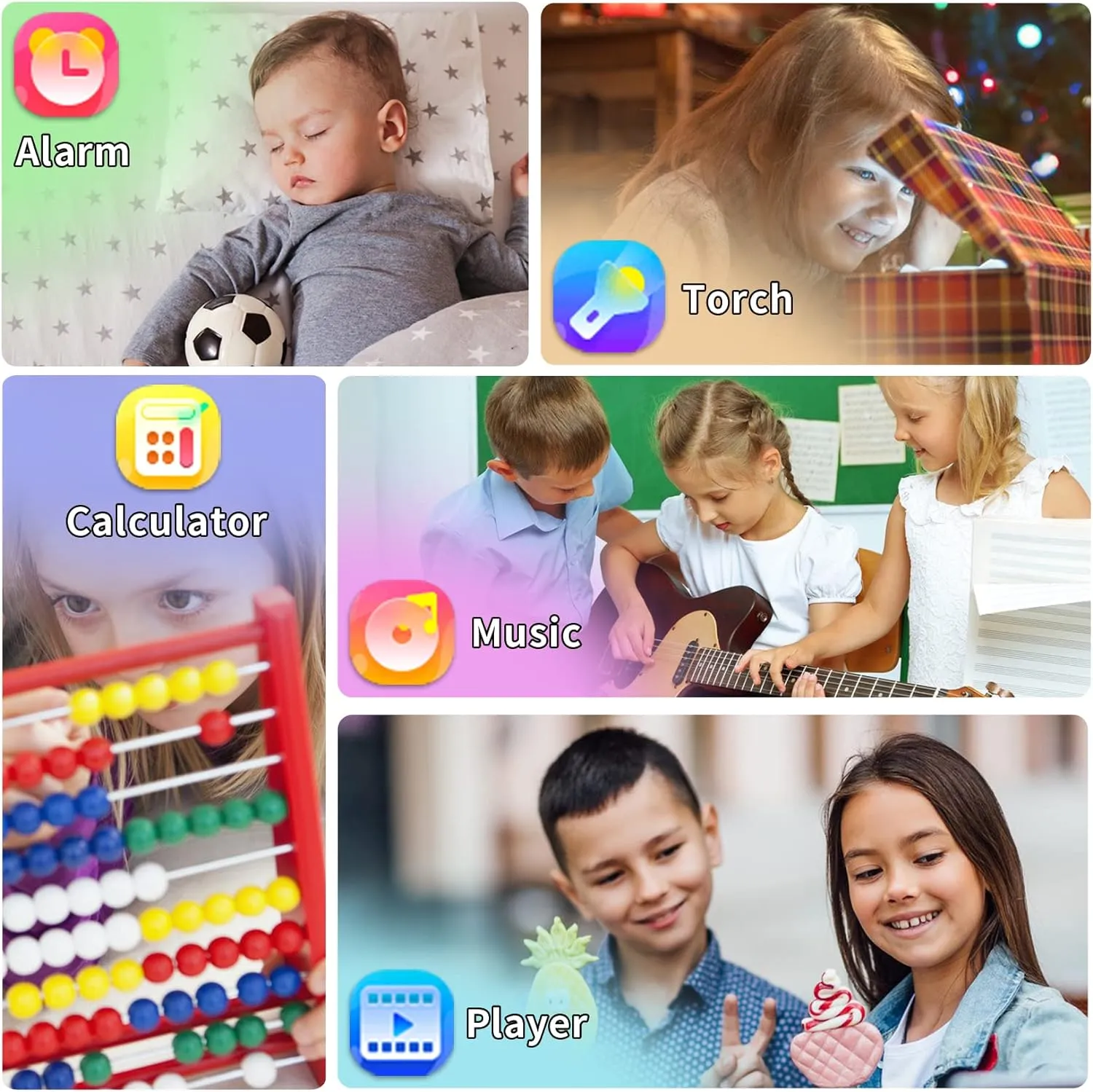 Phyulls Smart Watch for Kids, Smart Watch Toys with 24 Games Camera Video Recorder Music Alarm Calculator Calendar Flashlight Stopwatch Pedometer Gift Toys for 3-12 Years Old Boys and Girls (Black)