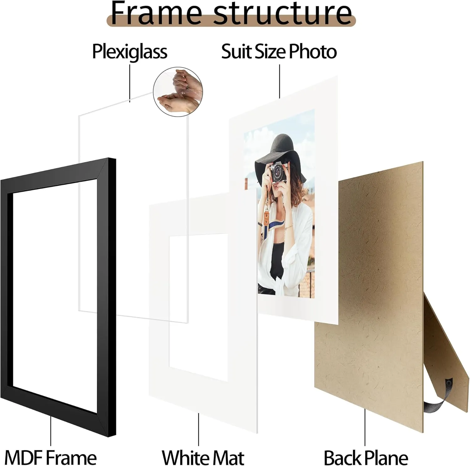 Picrit 5x7 Picture Frame for Wall Mounting or Table Top Display, Set of 12, Display 4x6 with Mat or 5x7 Without Mat, Black.
