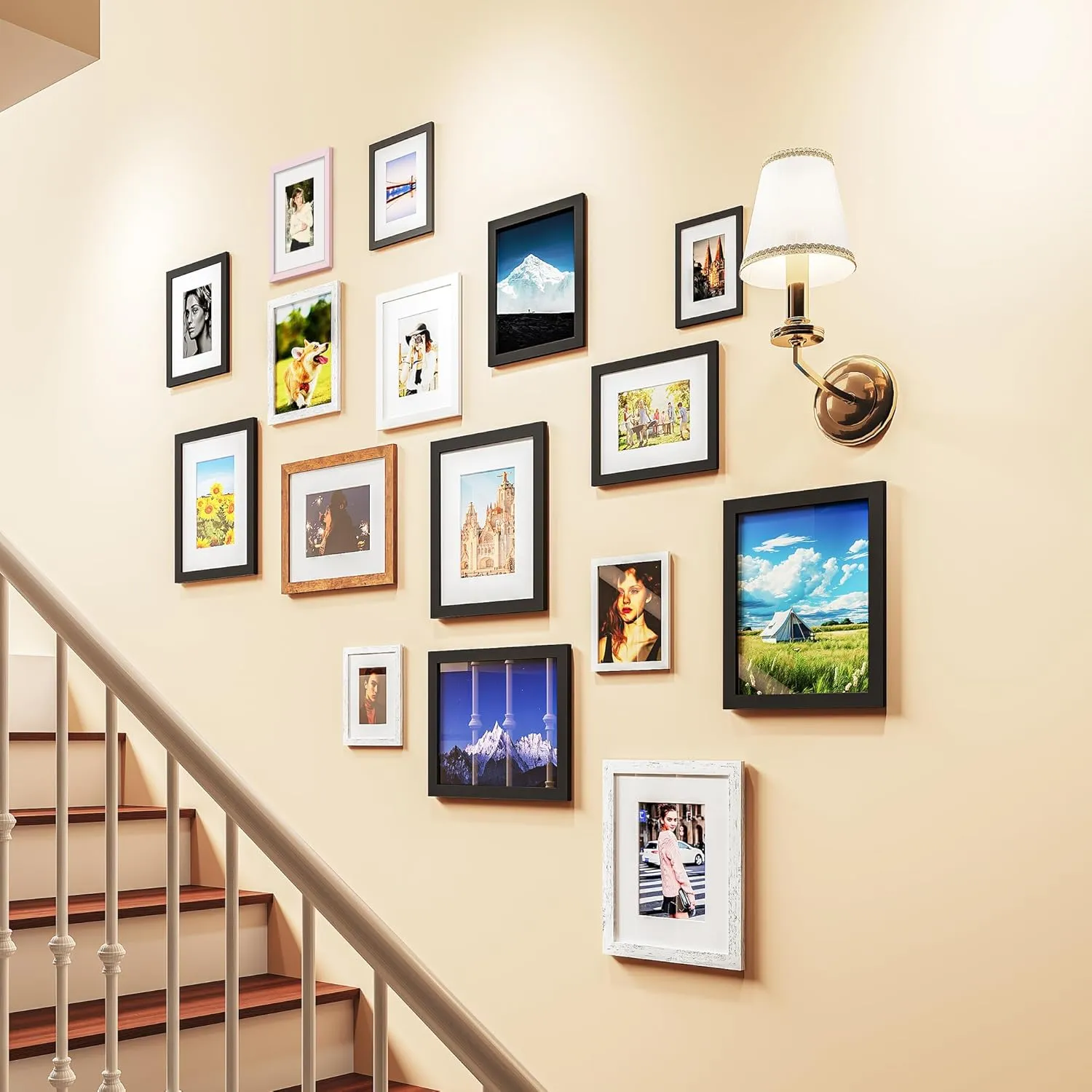 Picrit 5x7 Picture Frame for Wall Mounting or Table Top Display, Set of 12, Display 4x6 with Mat or 5x7 Without Mat, Black.