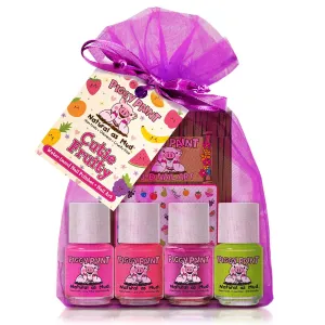 Piggy Paint | 100% Non-Toxic Girls Nail Polish | Safe, Cruelty-free, Vegan, & Low Odor for Kids | Cutie Fruity (4 Polish   Nail Art Gift Set)