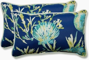 Pillow Perfect 592831 Outdoor/Indoor Daytrip Pacific Lumbar Pillows, 11.5" x 18.5", Blue, 2 Pack