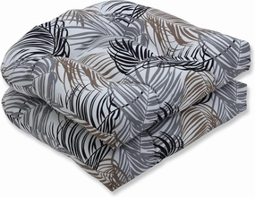 Pillow Perfect Outdoor/Indoor Tufted Seat Cushions (Round Back), 19" x 19", Black Setra Stone 2 Count