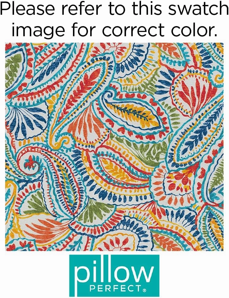 Pillow Perfect Paisley Indoor/Outdoor Chairpad with Ties, Reversible, Tufted, Weather, and Fade Resistant, 15.5" x 16", Blue/Multi Ummi, 2 Count