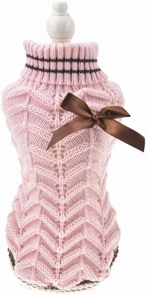 Pink Small Dog Sweaters Winter Warm Dog Shirt Knitted Clothes for Dachshund Bulldog Corgi (XS, Pink)