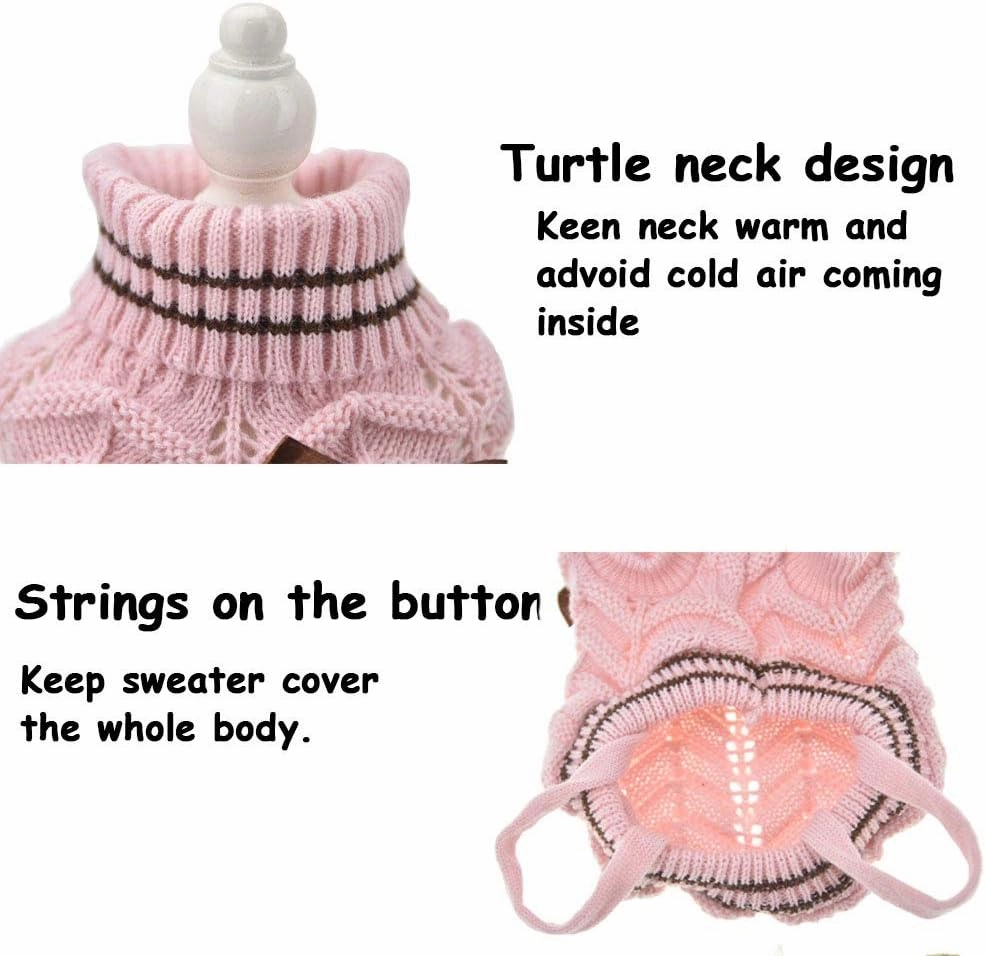 Pink Small Dog Sweaters Winter Warm Dog Shirt Knitted Clothes for Dachshund Bulldog Corgi (XS, Pink)