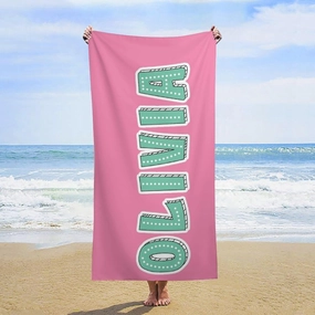 Pink Striped Beach Towel for Bride Kid Gift Personalized Pink and White Stripe Bath Towels Designer Microfiber Monogrammed Toalla De Playa for Adults Bachelorette