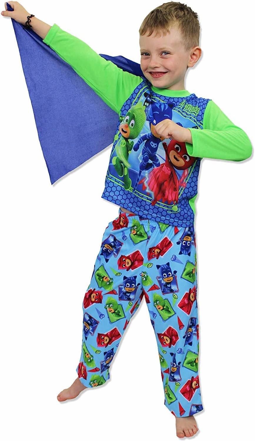 PJ Masks Toddler Boys Long Sleeve Pajamas with Cape