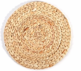 Place Mmats for Table，Placemats, Placemats Natural Gourd Grass Weave Placemats for Dining Table Set of 2,Heat Non Slip Kitchen Dinner Mats Round Weave Table Mats Eco Friendly Decorate Coaster(4.3 in)