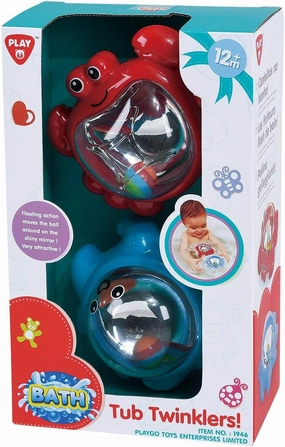 Play Octopus and Crab Rattle Baby Bath Toy | Floating Plastic Animal Toys Set | Interactive Fun Bath time Gifts| Interior Mirror Reflecting Balls| Colorful Bathtub and Pool Floating Accessories