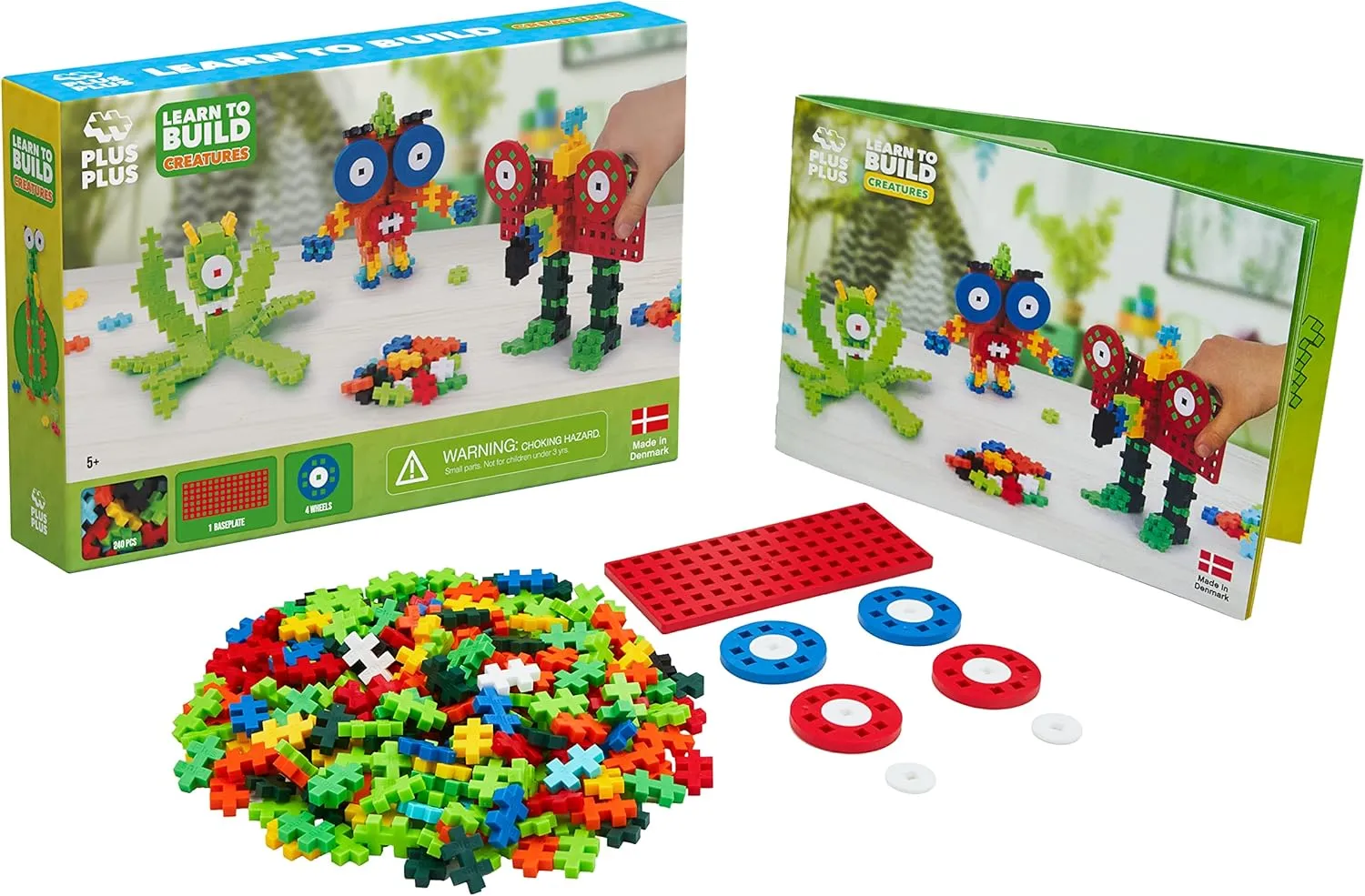 PLUS PLUS Learn to Build Set, Interlocking Mini Building Blocks, 3D Puzzle Construction Stem Toy for Kids - Creatures, 240 Pieces