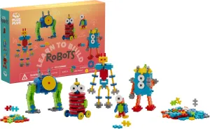 PLUS PLUS Learn to Build Set, Interlocking Mini Building Blocks, 3D Puzzle Construction Stem Toy for Kids - Robots, 250 Pieces