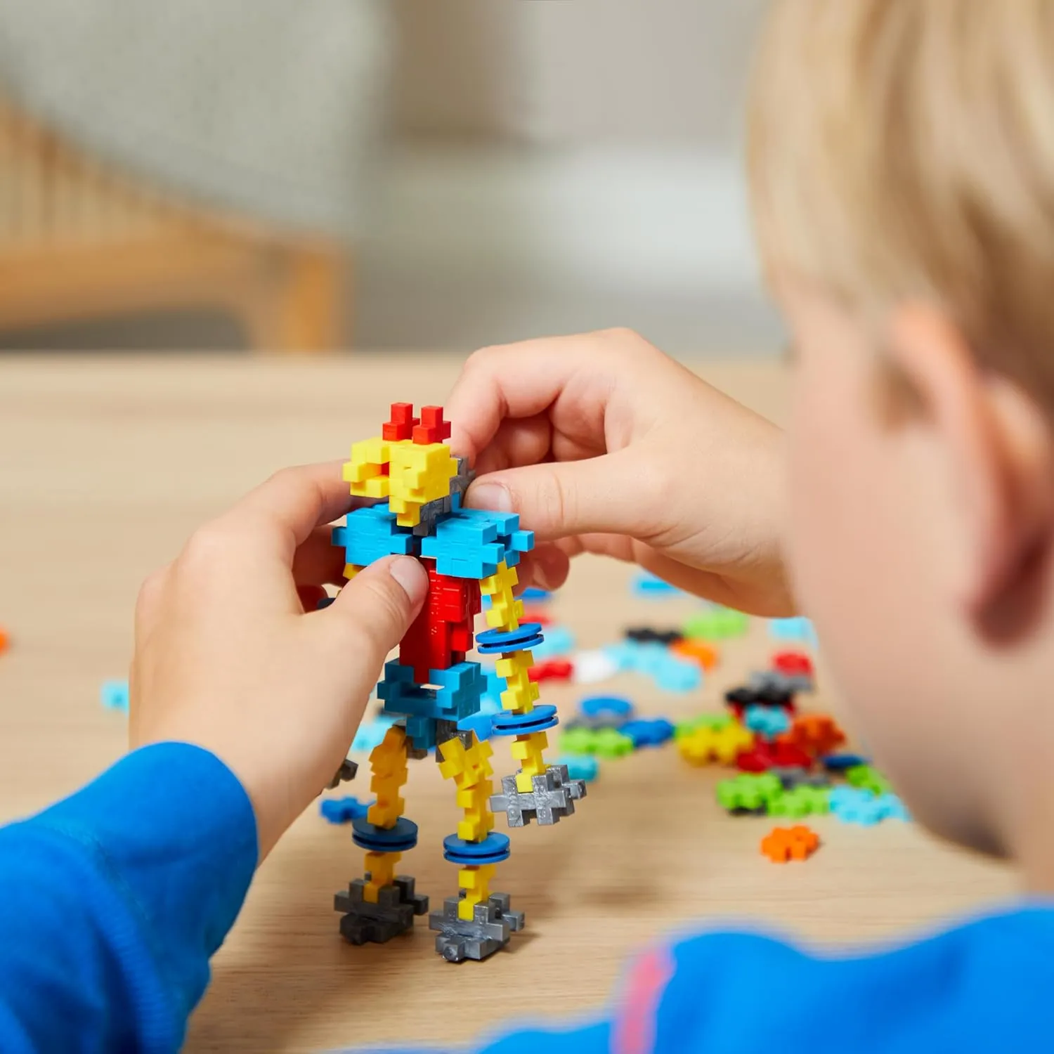 PLUS PLUS Learn to Build Set, Interlocking Mini Building Blocks, 3D Puzzle Construction Stem Toy for Kids - Robots, 250 Pieces