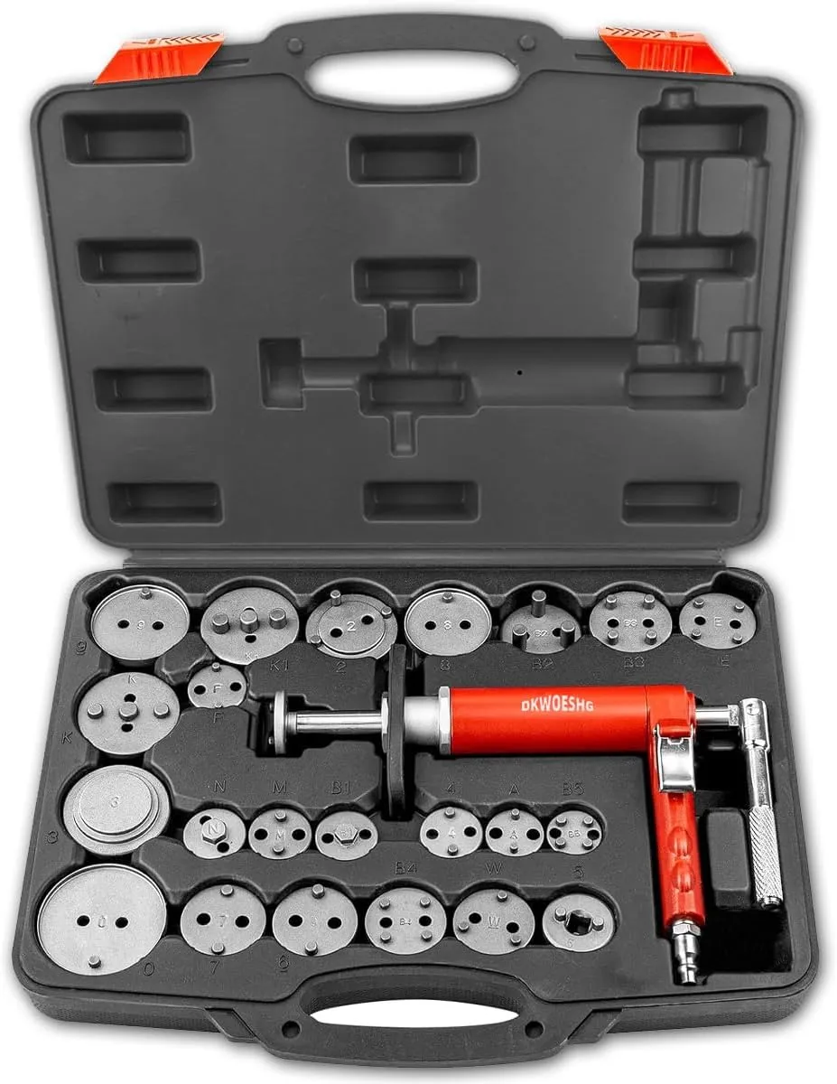Pneumatic Brake Caliper Compression Tool Kit, Air Operated Disc Brake Piston Wind Back Rewind Tool Set for Automotive Maintenance and Repair