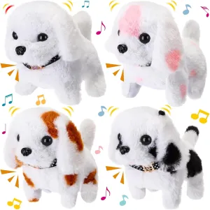 Poen 4 Pcs Plush Dog Toys Electronic Interactive Walking, Barking, Tail Wagging Puppy for Kids, Toy Dogs That Walk and Bark, Realistic Puppy for Child Graduation, Birthday, Easter Gifts for Kids