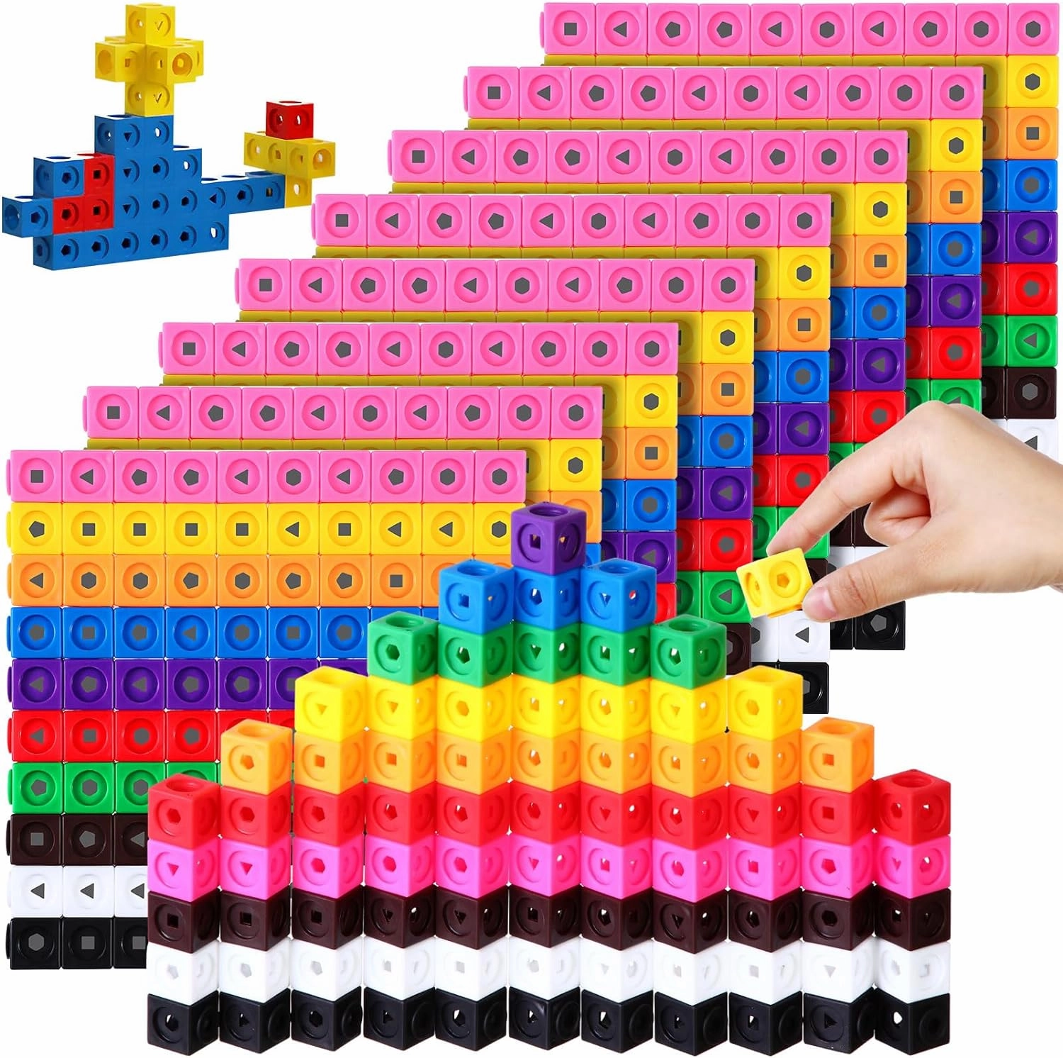 Poen 800 Pcs Linking Cubes for Math Counting Blocks Colorful Manipulatives Cubes Toy Connecting Blocks Education Learning Math Construction Toy for Kids Ages 4-8 Stem Activity
