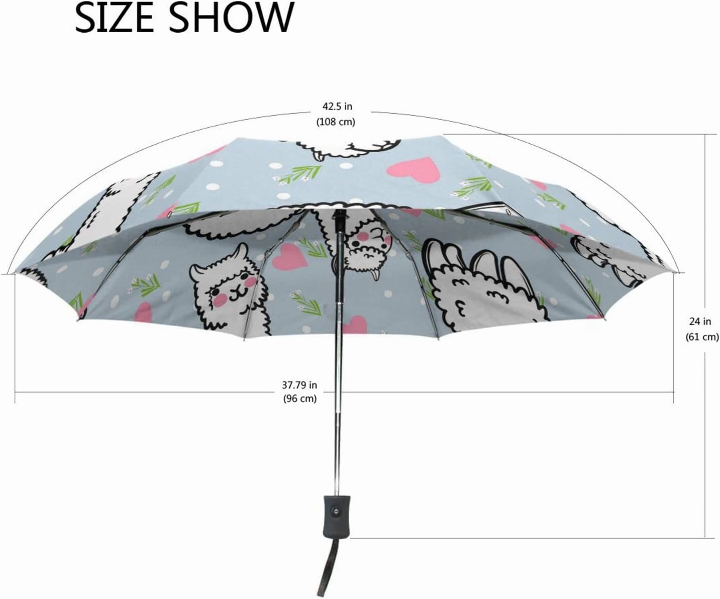 Poeticcity Automatic Folding Umbrella, Auto Open/Close 3 Folds Parasol, Compact Windproof Strong Umbrellas for Travel Sun & Rain
