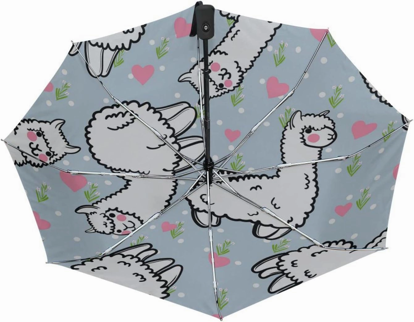 Poeticcity Automatic Folding Umbrella, Auto Open/Close 3 Folds Parasol, Compact Windproof Strong Umbrellas for Travel Sun & Rain