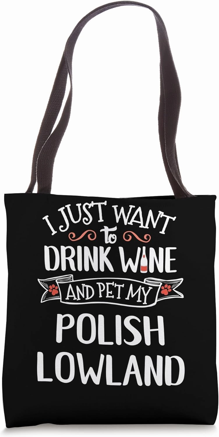 Polish Lowland Sheepdog Gift for Wine Lovers & Dog Owners Tote Bag