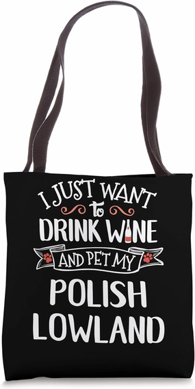 Polish Lowland Sheepdog Gift for Wine Lovers & Dog Owners Tote Bag