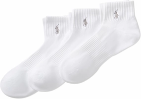 Polo Ralph Lauren Men's Tech Athletic Quarter Socks with Polo Logo (3 Pairs)