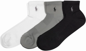 Polo Ralph Lauren Men's Tech Athletic Quarter Socks with Polo Logo (3 Pairs)