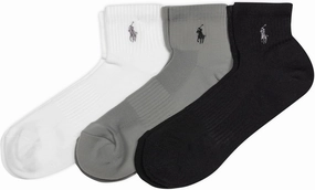 Polo Ralph Lauren Men's Tech Athletic Quarter Socks with Polo Logo (3 Pairs)