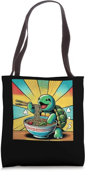 Pop Japanese Art Noodles Wildlife Cute Turtle Ramen Tote Bag