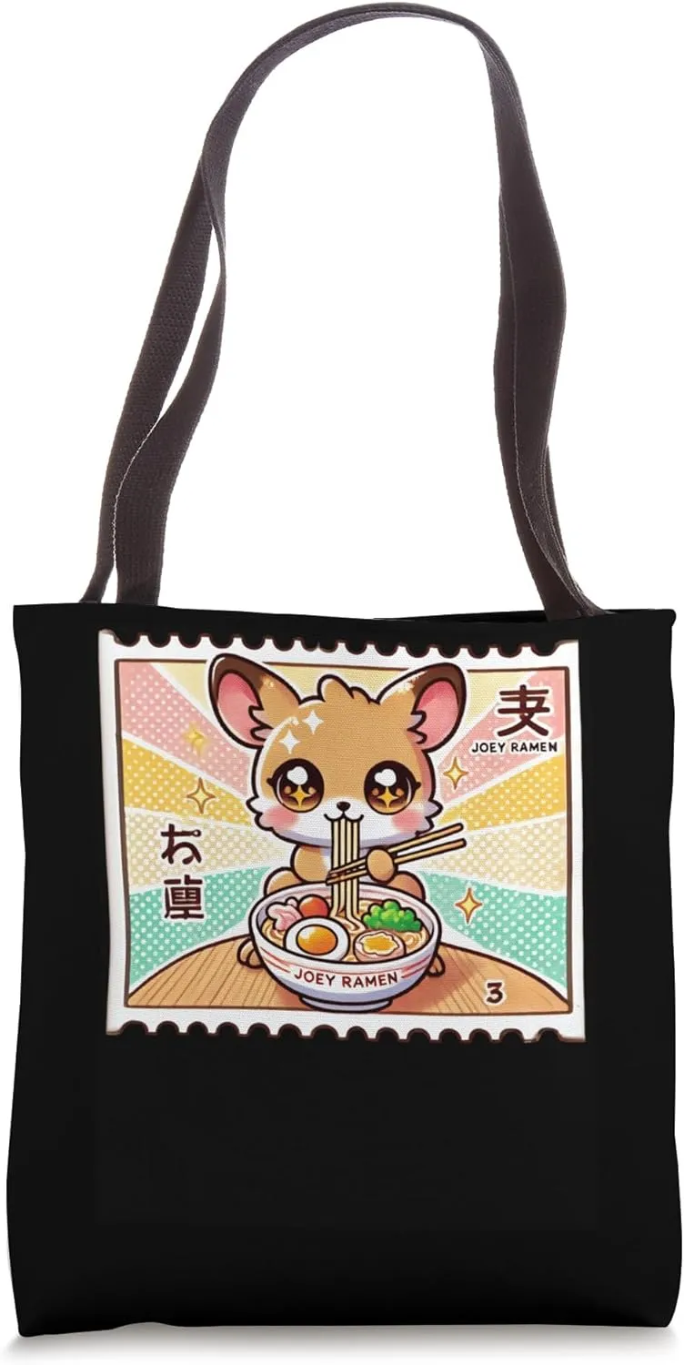 Pop Japanese Art Postage Stamp Cute Kangaroo Joey Ramen Tote Bag
