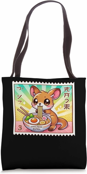 Pop Japanese Art Postage Stamp Cute Kangaroo Joey Ramen Tote Bag