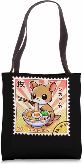 Pop Japanese Art Postage Stamp Cute Kangaroo Joey Ramen Tote Bag