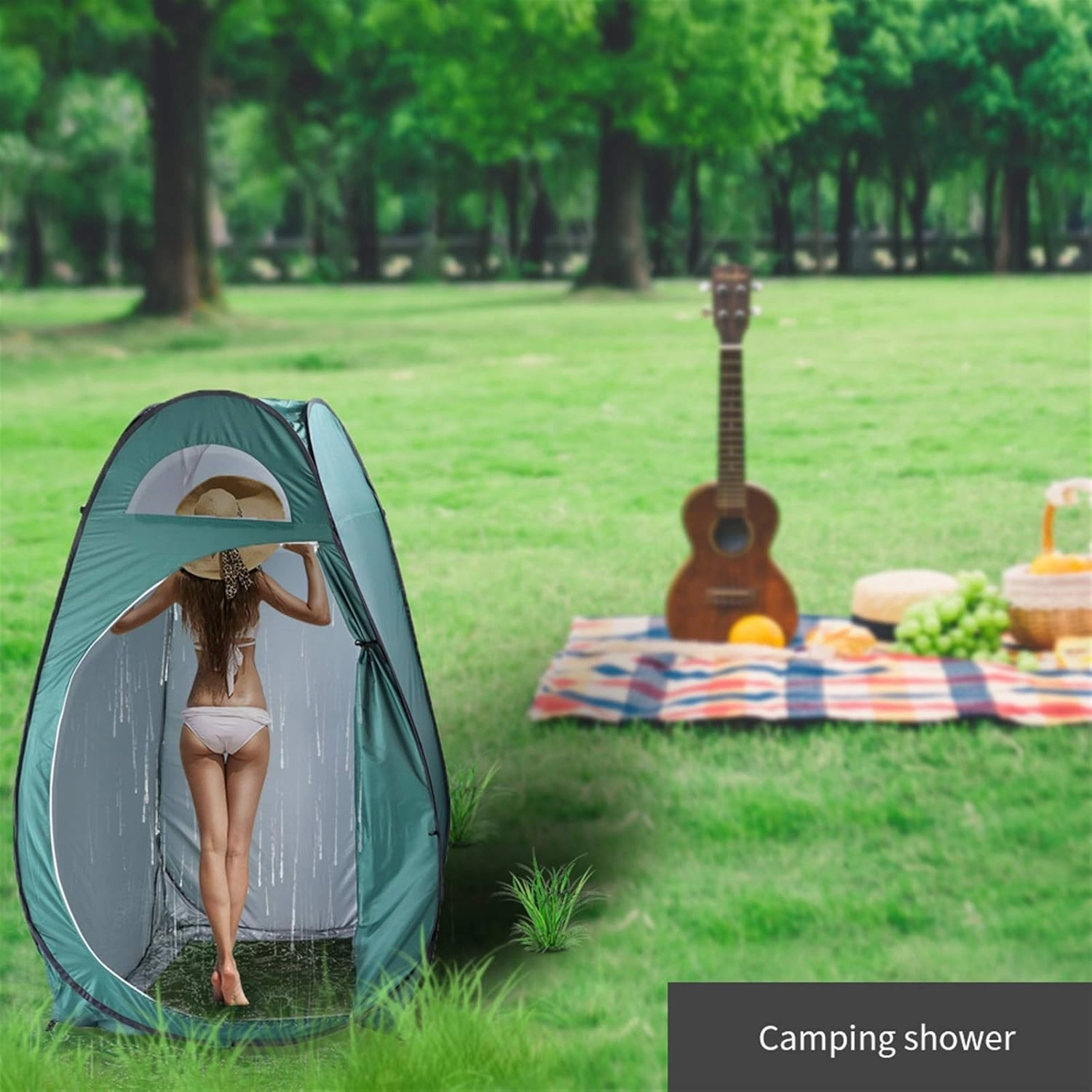 Pop Up Privacy Shower Tent, Portable Outdoor Camping Bathroom Toilet Tent, Changing Dressing Room Privacy Shelter for Hiking, Beach Sun Shelter Picnic Fishing, UPF40  Waterproof