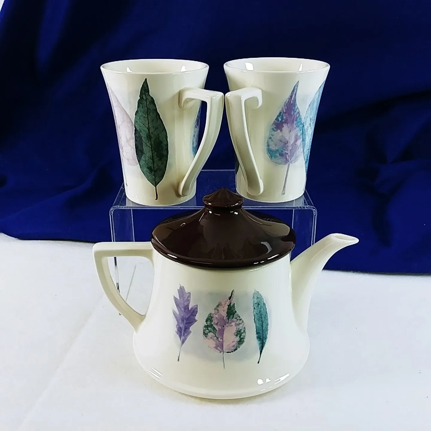 Portmeirion "Dusk" Teapot and 2 Mugs Designed by Jo Gorman Made in Britain