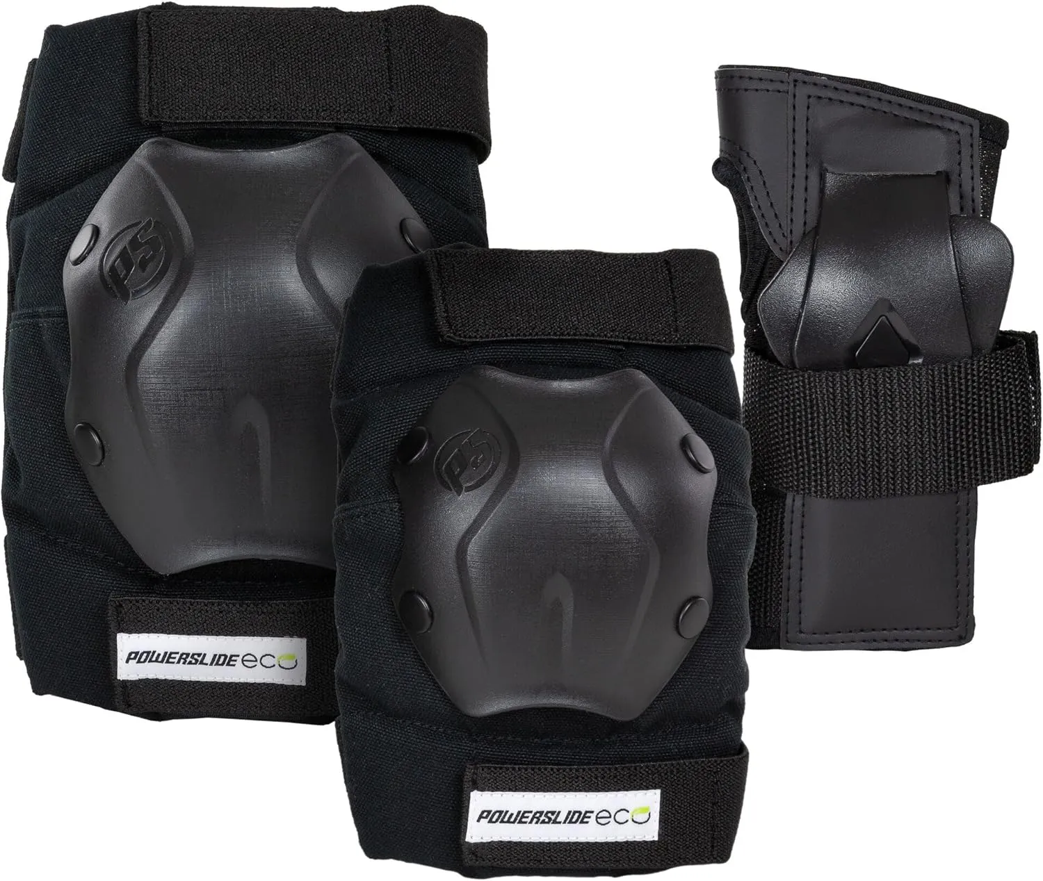 Powerslide 903279 Standard Eco Protective Set for Inline Skates, Roller Skates and Skateboards, Black