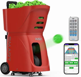 PP-Smart Pickleball Machine, Automatic Ball Launcher with App Control, 80  Ball Capacity, 4-6Hr Battery, Multiple Training Modes, Adjustable Speed/Spin/Angle, for All Skill Levels