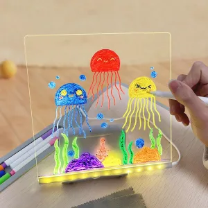 Premium Acrylic Glow Board with Multi-Angle Stand，Office/Home Decorative Light-Up Memo Board，Dual-Purpose Art Tool and Reading Lamp(20X20CM)