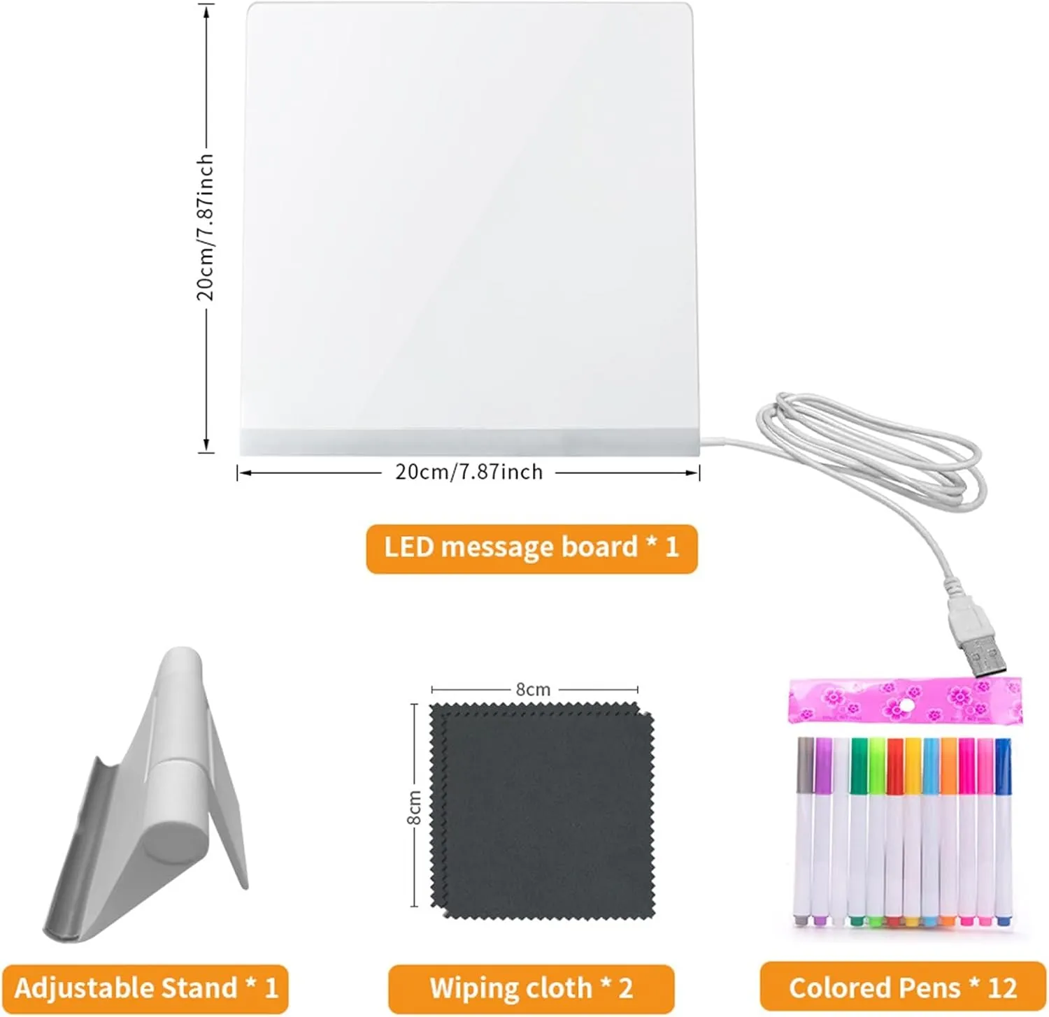 Premium Acrylic Glow Board with Multi-Angle Stand，Office/Home Decorative Light-Up Memo Board，Dual-Purpose Art Tool and Reading Lamp(20X20CM)