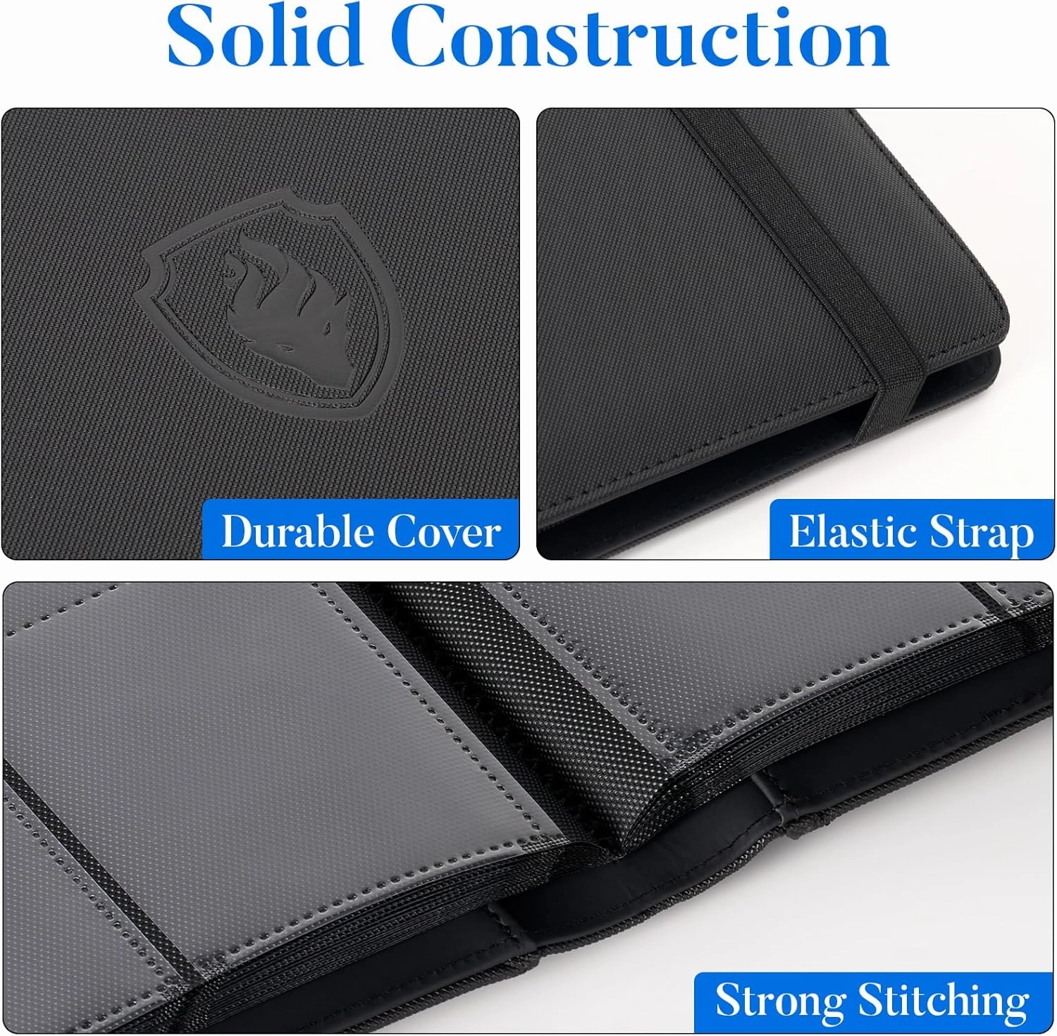 Premium 9 Pocket Card Binder for 540 Cards, Fabmaker PU Cover Trading Card Binder, Sturdy Card Collection Album, Sleek Card Holder Folders for YuGiOh, MTG, TCG, Game Cards & Sports Cards, Purple
