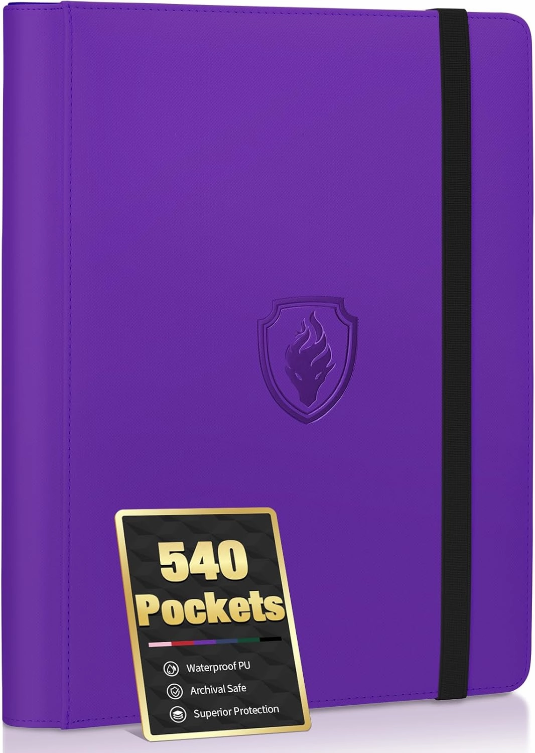 Premium 9 Pocket Card Binder for 540 Cards, Fabmaker PU Cover Trading Card Binder, Sturdy Card Collection Album, Sleek Card Holder Folders for YuGiOh, MTG, TCG, Game Cards & Sports Cards, Purple