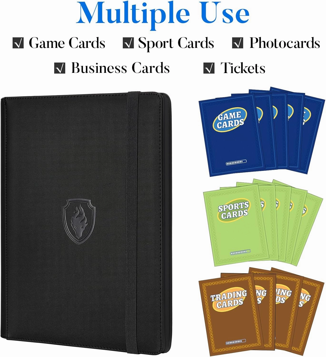 Premium 9 Pocket Card Binder for 540 Cards, Fabmaker PU Cover Trading Card Binder, Sturdy Card Collection Album, Sleek Card Holder Folders for YuGiOh, MTG, TCG, Game Cards & Sports Cards, Purple