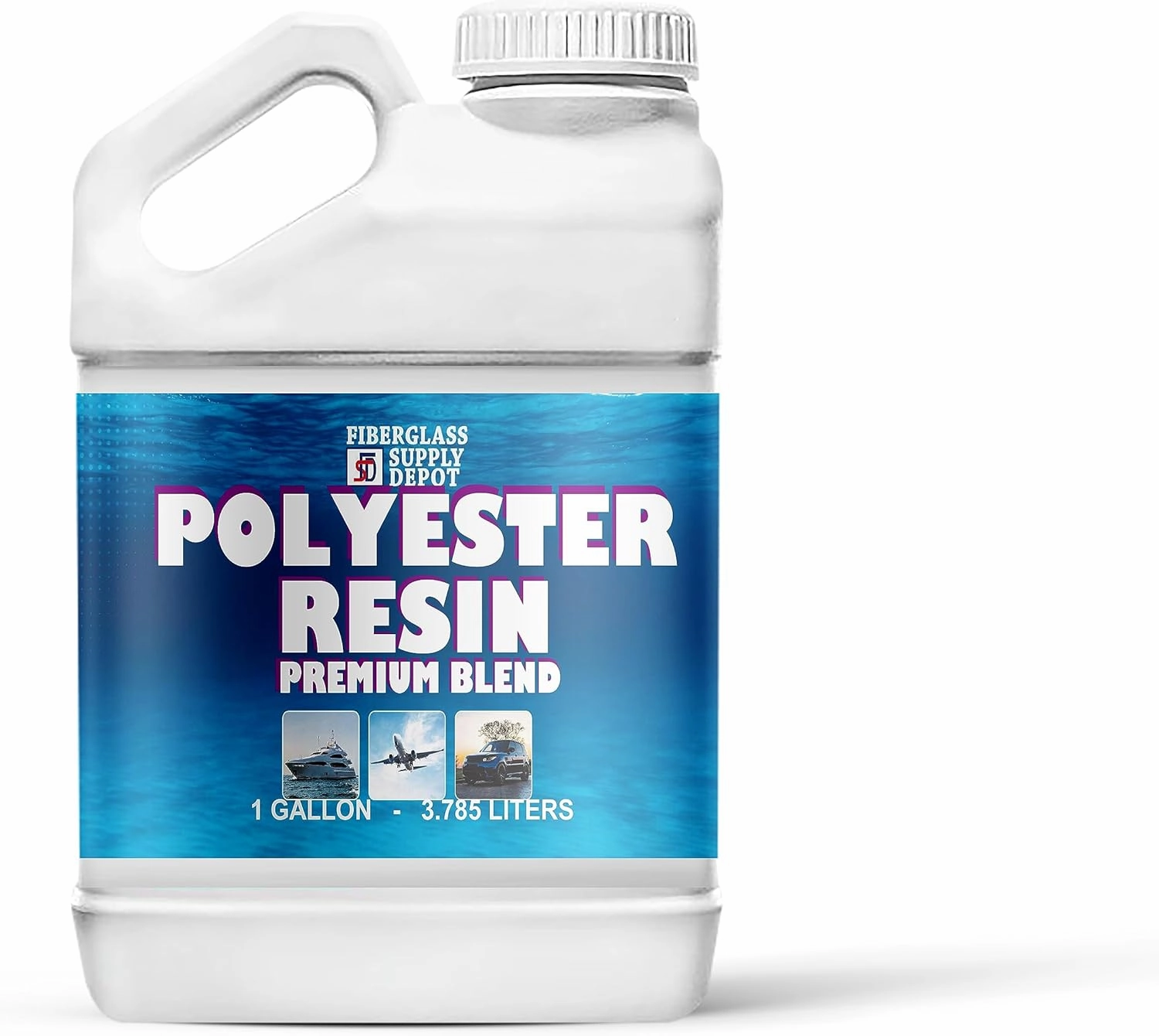 Premium Polyester Resin w/Hardener for Laminating Fiberglass mat, biaxle, Cloth (Gallon)