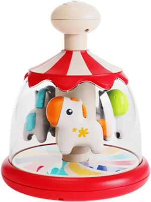 Press Spin Baby Toy Tumble Activity Dome Tumble Top Spinning Infants Toy Push Spin Carousel Colorful Spinning Faces Activity Learn Cause Effect Toys for 6 Month Plus (Red)