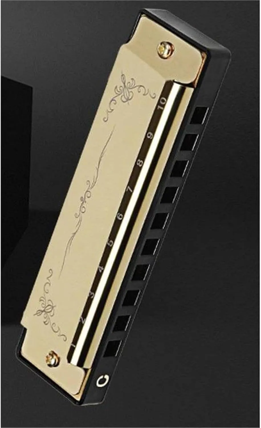 Professional 10 Hole 20 Note Harmonica In C Key With A Colorful Case Suitable(Gold)