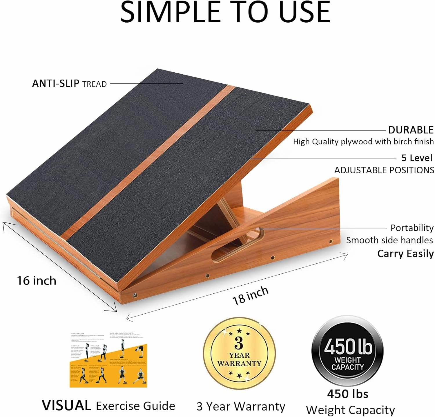 Professional Slant Board, Adjustable Incline Board and Calf Stretcher, Slant Board for Calf Stretching, Calf Stretch Board