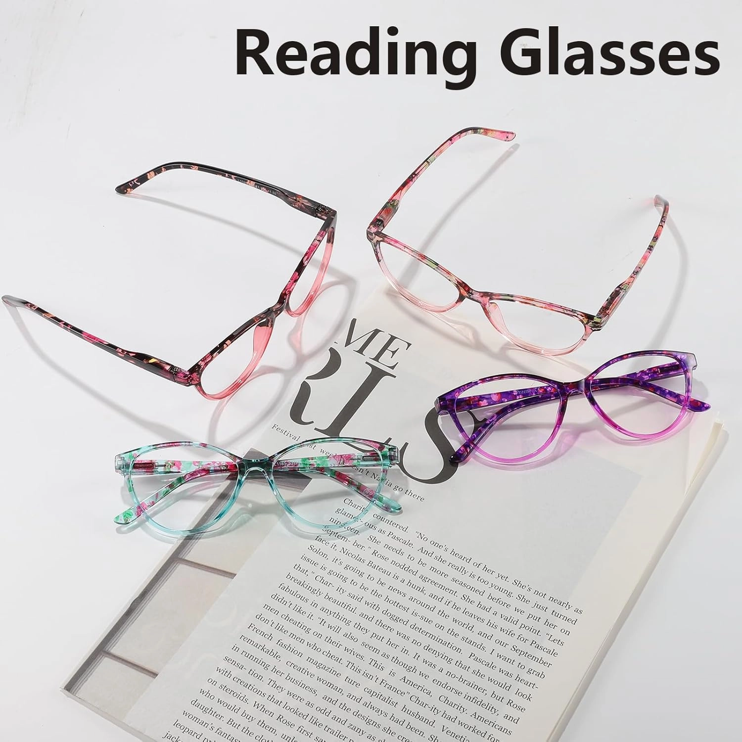 Przene 4 Pack Blue Light Blocking Reading Glasses,Readers for Women and Men with Spring Hinge