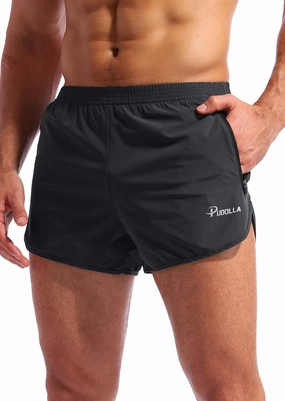 Pudolla Men’s Running Shorts 3 Inch Quick Dry Gym Athletic Workout Shorts for Men with Zipper Pockets