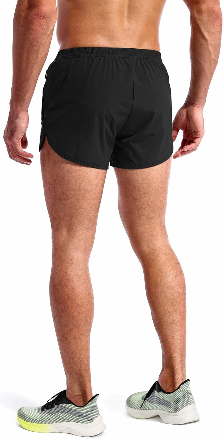 Pudolla Men’s Running Shorts 3 Inch Quick Dry Gym Athletic Workout Shorts for Men with Zipper Pockets