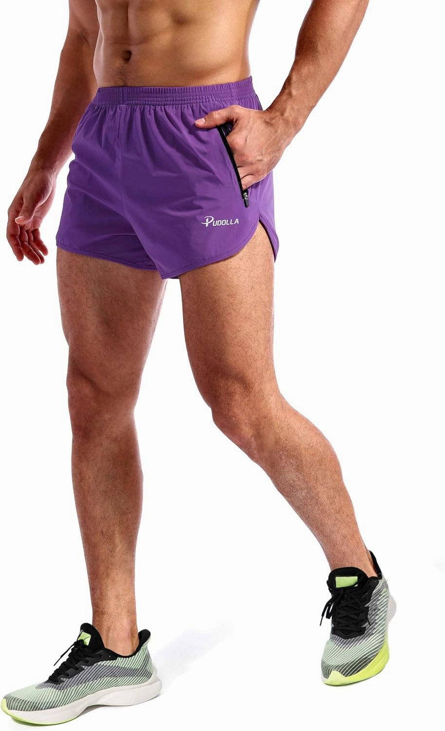 Pudolla Men’s Running Shorts 3 Inch Quick Dry Gym Athletic Workout Shorts for Men with Zipper Pockets