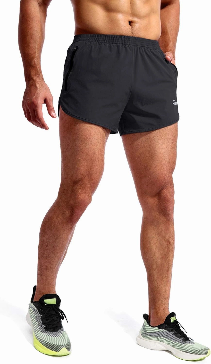 Pudolla Men’s Running Shorts 3 Inch Quick Dry Gym Athletic Workout Shorts for Men with Zipper Pockets